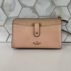 Kate Spade Pink Pebbled Leather Jackson Small Tab Crossbody Wallet Purse